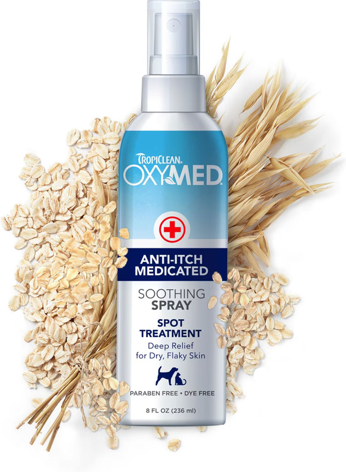 Spray TropiClean OxyMed Anti Itch para perros y gatos
