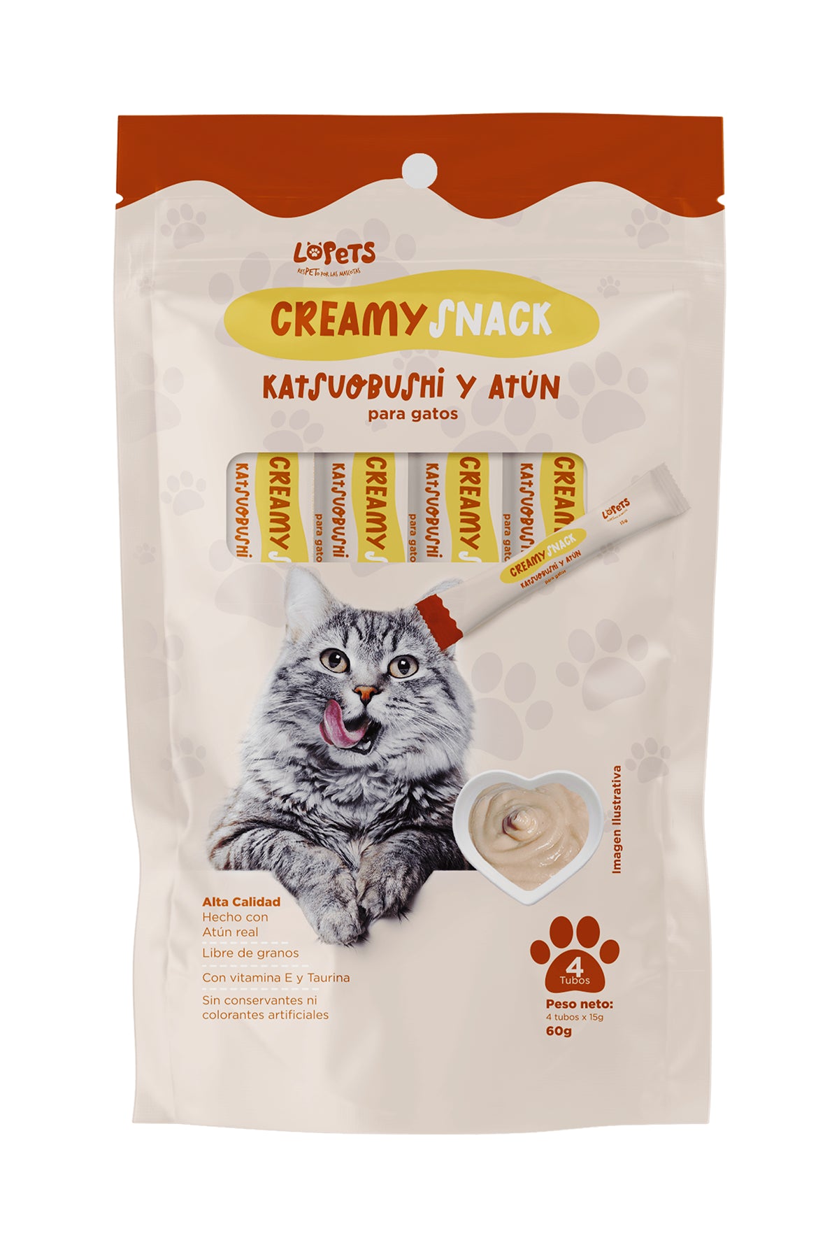CREAMY SNACK GATOS KATSUOBUSHI Y ATUN LOPETS X 60 GR