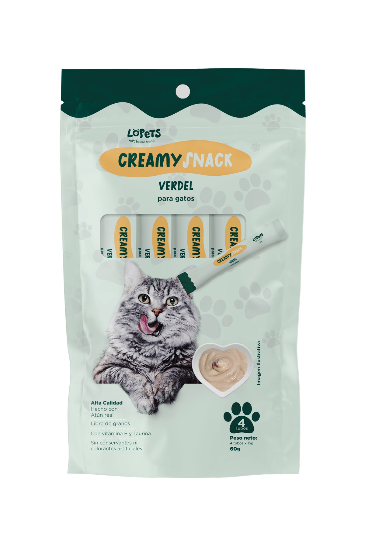 CREAMY SNACK GATOS VERDEL X 60 GR