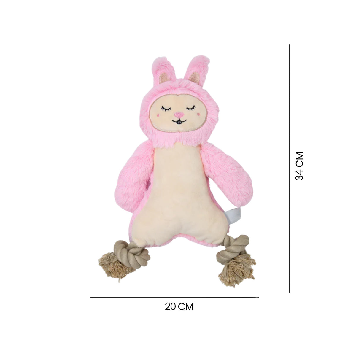 CONEJOTA ROSA FELPA CON PATAS DE CUERDA DOGM DKT PW10019
