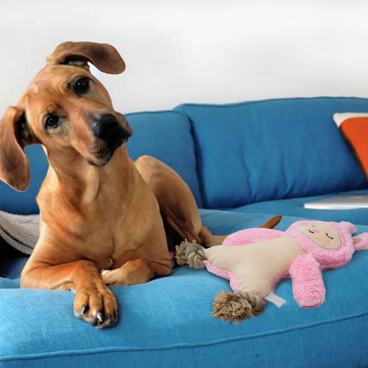 CONEJOTA ROSA FELPA CON PATAS DE CUERDA DOGM DKT PW10019