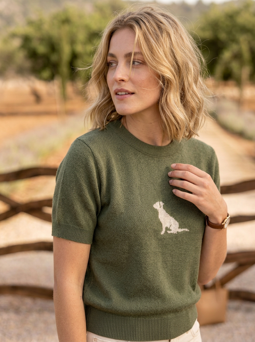 Camiseta Tejida Perro Verde