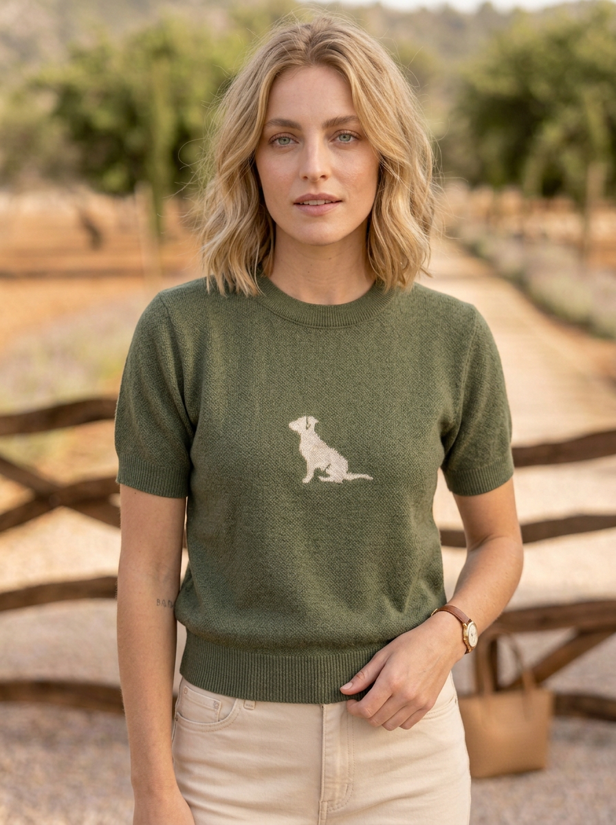 Camiseta Tejida Perro Verde
