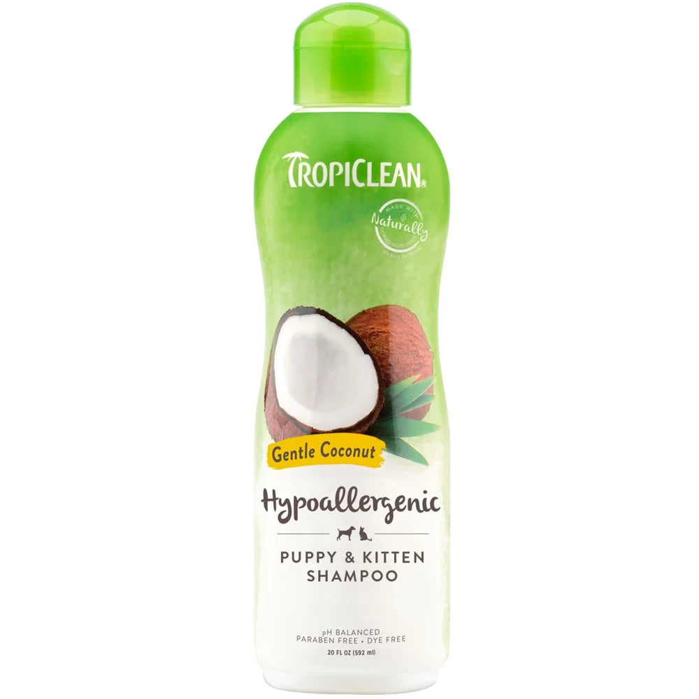 Shampoo Hypoalergénico TropiClean para Cachorros y Gatittos de Coco