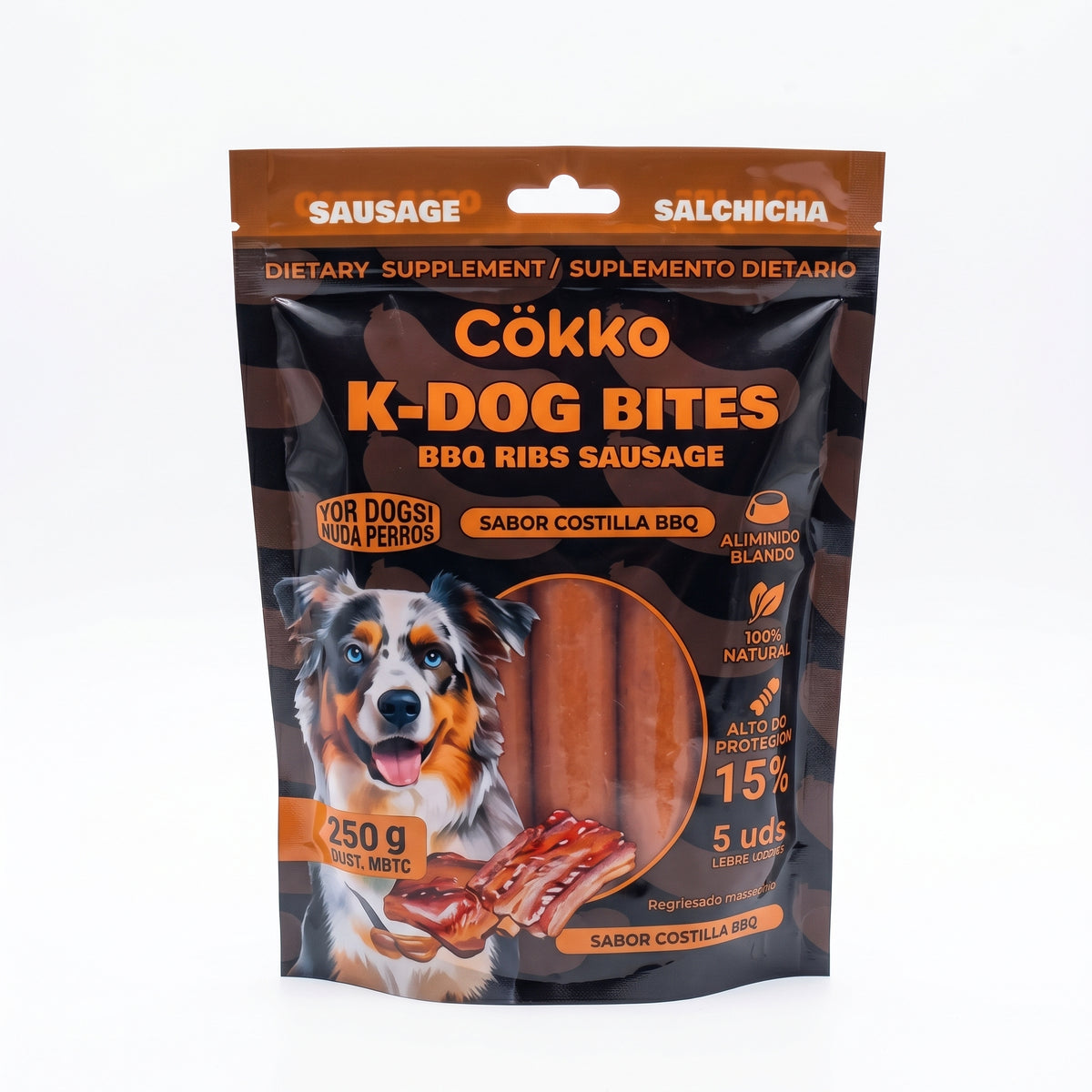 SALCHICHA K-DOG BITES SABOR COSTILLA BBQ X 250 GR COKKO