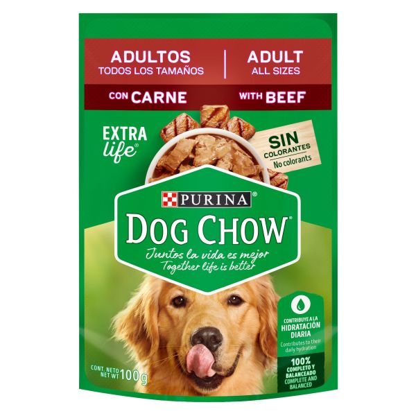 Dog Chow Pouch Carne Alimento cacninos 100gr