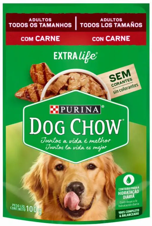 Dog Chow Pouch Carne Alimento para Perros Purina 100gr
