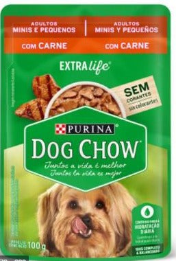 Dog Chow Pouch Carne Minis y Pequeños Alimento para Perros Purina 100gr