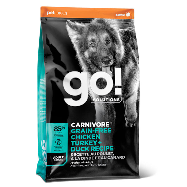 GO! Solutions Adulto Carnivore Sin Grano Pollo Pavo Pato Alimento para perro
