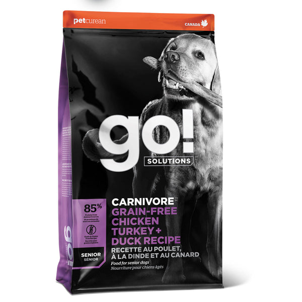 GO! Solutions Senior Carnivore Sin Grano Pollo Pavo Pato Alimento para perro