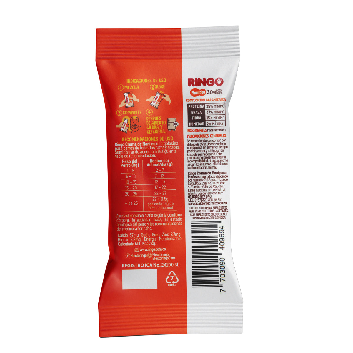 Crema de maní para perros 30gr Ringo
