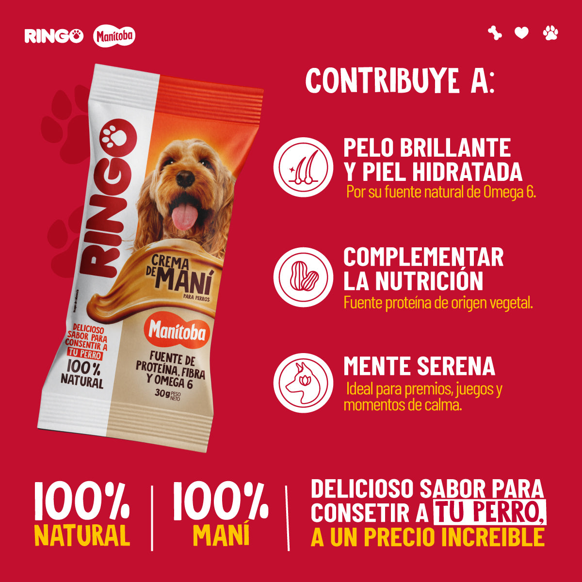 Crema de maní para perros 30gr Ringo