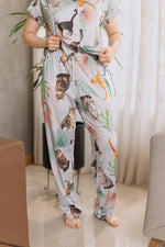Pijama Pantalón Gatos Rayados Gris