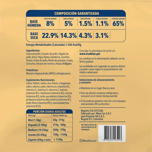 True Blue - adulto chicken n potato x 10 UND