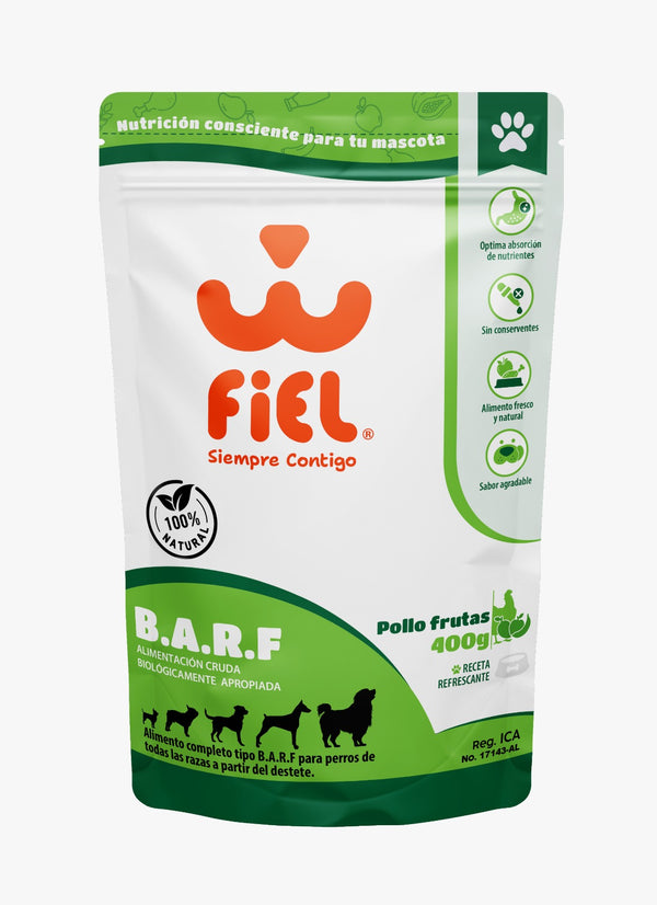 Alimento Barf Perros Pollo y frutas Fiel