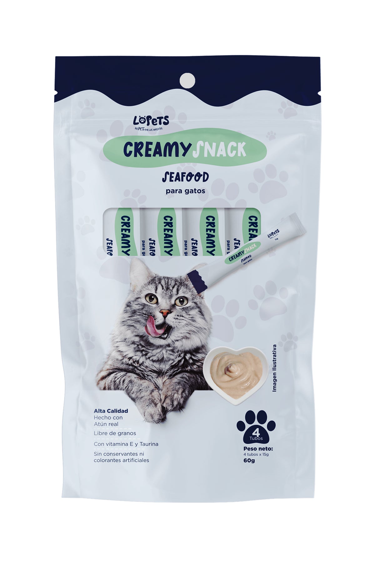 CREAMY SNACK GATOS SEA FOOD X 60 GR