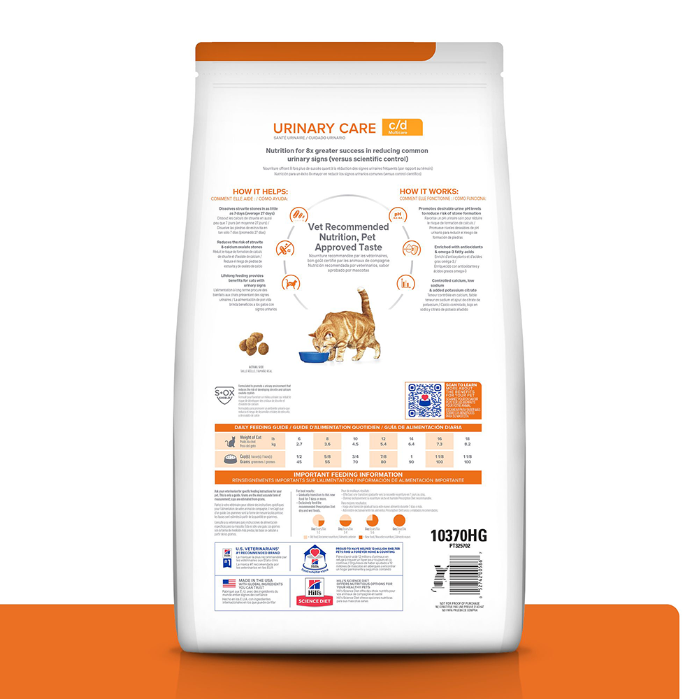 Hills Felino Urinary Care c/d Multicare Alimento para Gatos 4 LB