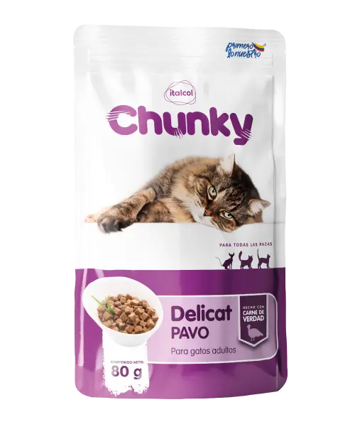 Chunky Delicat Trozos de Pavo Alimento para Gatos Italcol 80gr