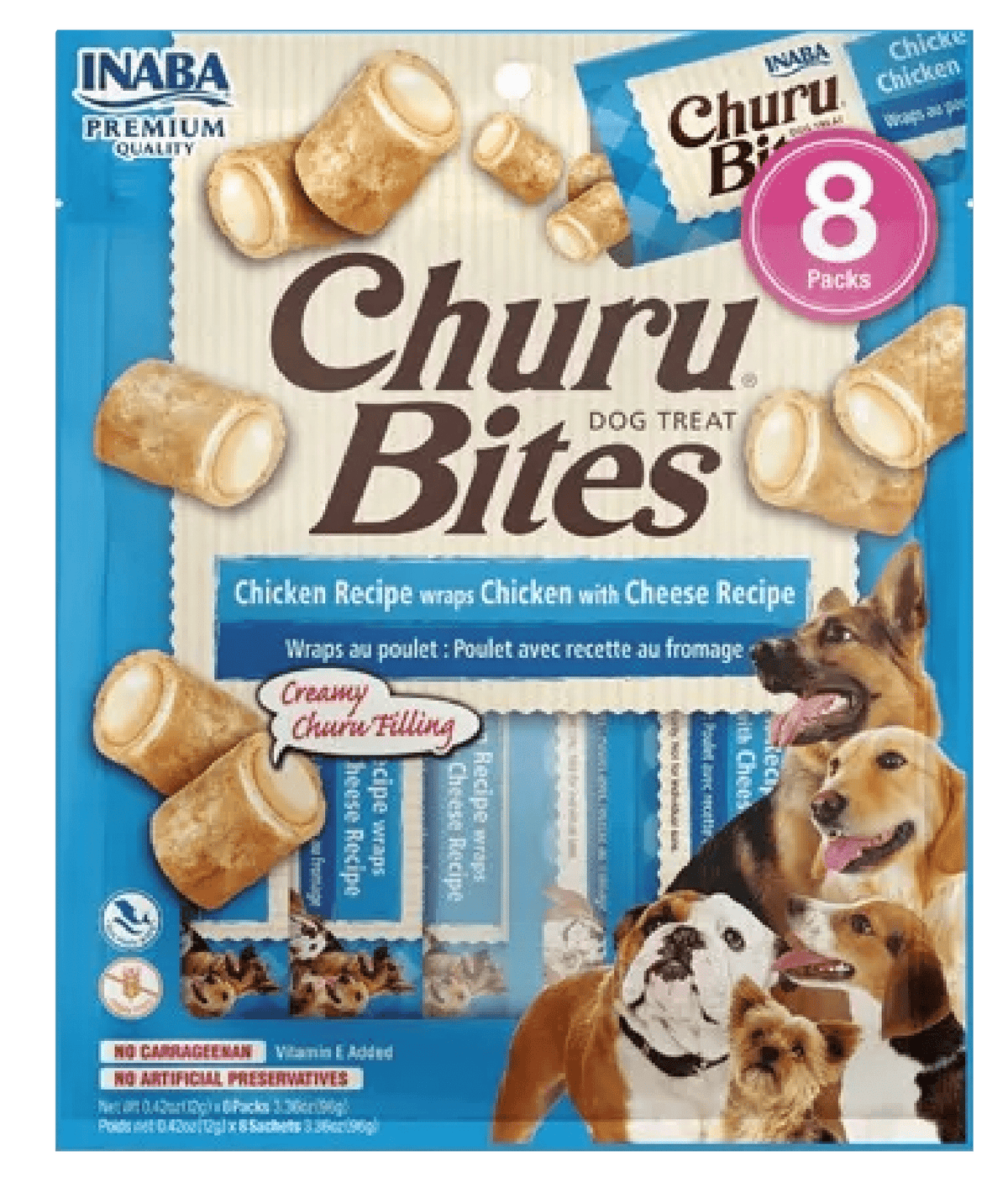 Snack Cremoso Para Perro Inaba Churu Bites Pollo Wraps Con Queso - 96 Gr