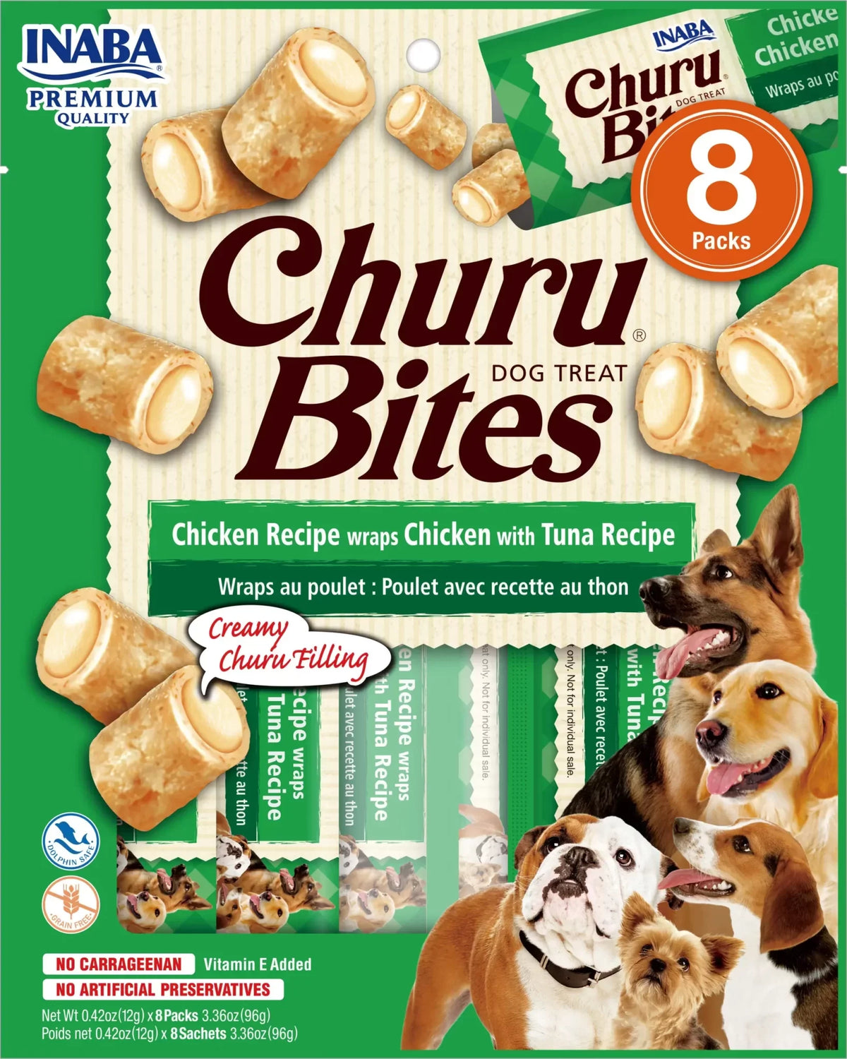 Inaba Dog Snack Churu Bites Pollo Wraps 8 Piezas – Pollo Con Atun 96 Gr