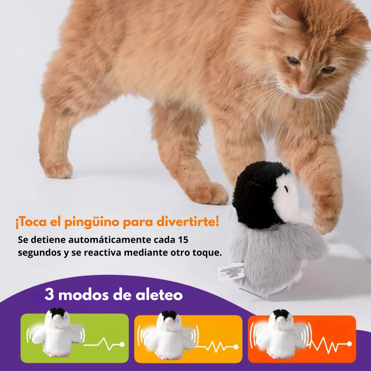 PINGUINO OSCILANTE RECARGABLE CON SONIDO CATNIP DKT PW10053