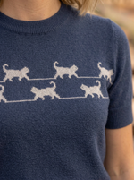 Camiseta Tejida Gato Azul
