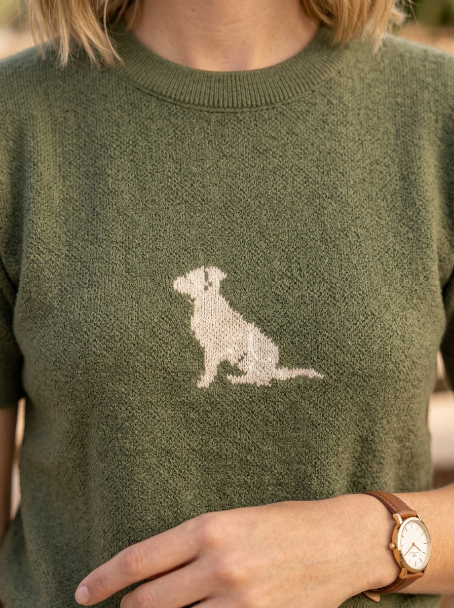 Camiseta Tejida Perro Verde