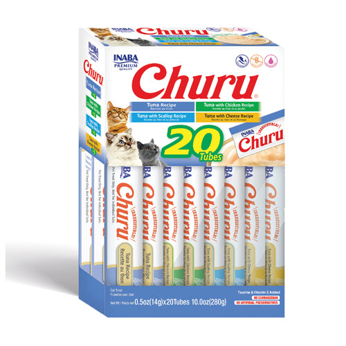 INABA CAT SNACK CHURU CAJA 20 PIEZAS – VARIEDAD DE TUNA – ATUN 280 GR