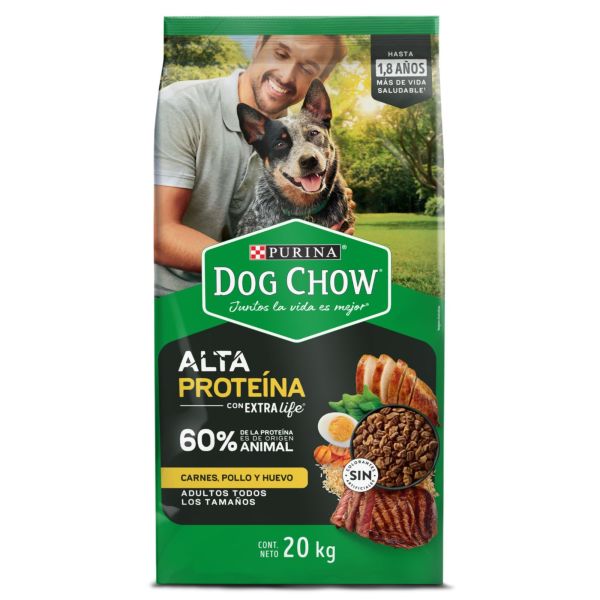 Dog Chow adulto Alta Proteína X 20 Kg