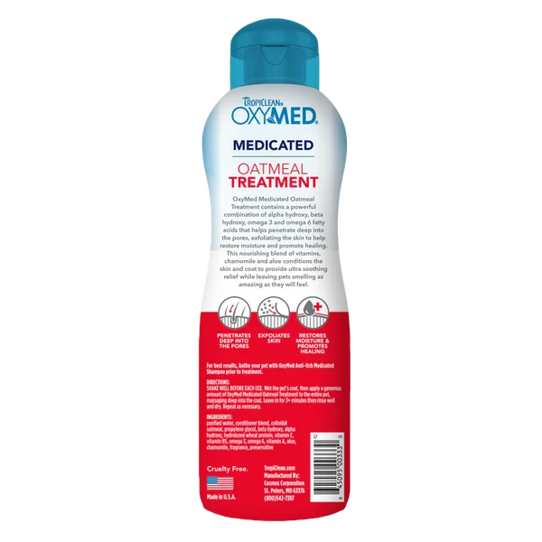 Anti Itch Acondicionador TropiClean OxyMed 20 oz Para Perros y Gatos