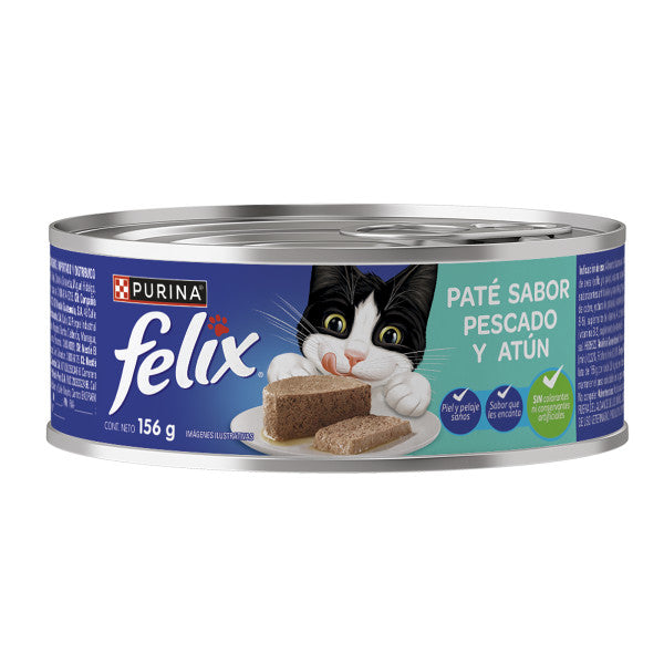 Lata Felix Paté Pescado y Atún para Gatos Purina 156gr