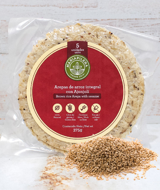 AREPA DE ARROZ INTEGRAL CON AJONJOLI MARIAPILERA