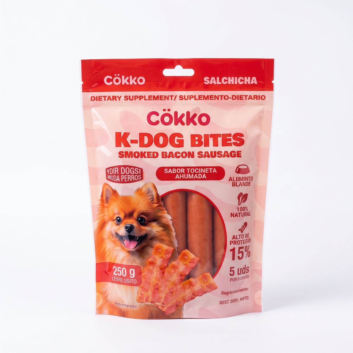 SALCHICHA K-DOG BITES SABOR TOCINO AHUMADO X 250 GR COKKO