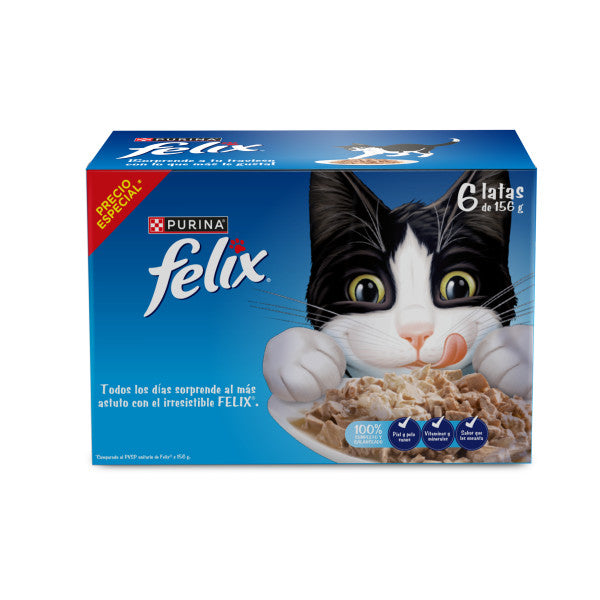 Lata Felix Surtido Pague 5 - lleve 6 Alimento para Gatos Purina 85gr/und