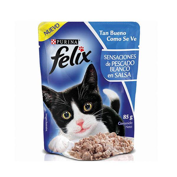 Felix Sensaciones de Pescado Blanco en Salsa Alimento para Gatos Purina 85gr