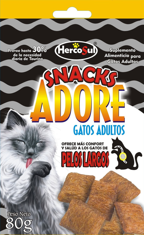 ADORE SNACK GATOS ADULTO PELO LARGOS X 80 GRS
