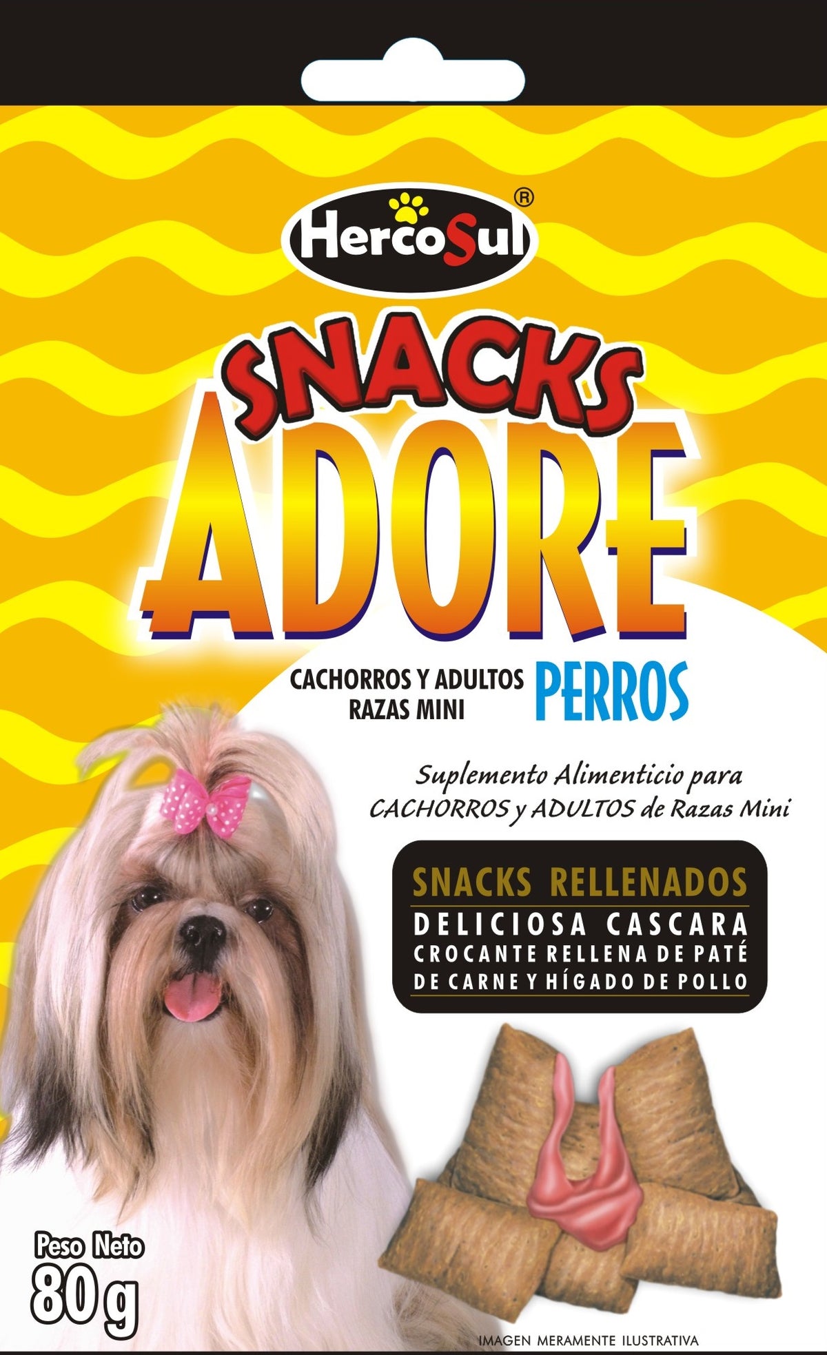 ADORE SNACKS CACH Y ADUL RAZA MINI X 80 GRS