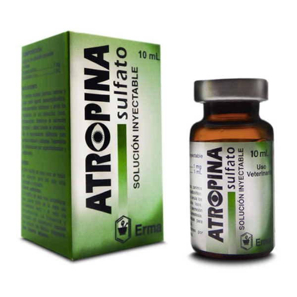 Atropina Antiespasmódico para Perros, Gatos y Equinos Erma 10ml