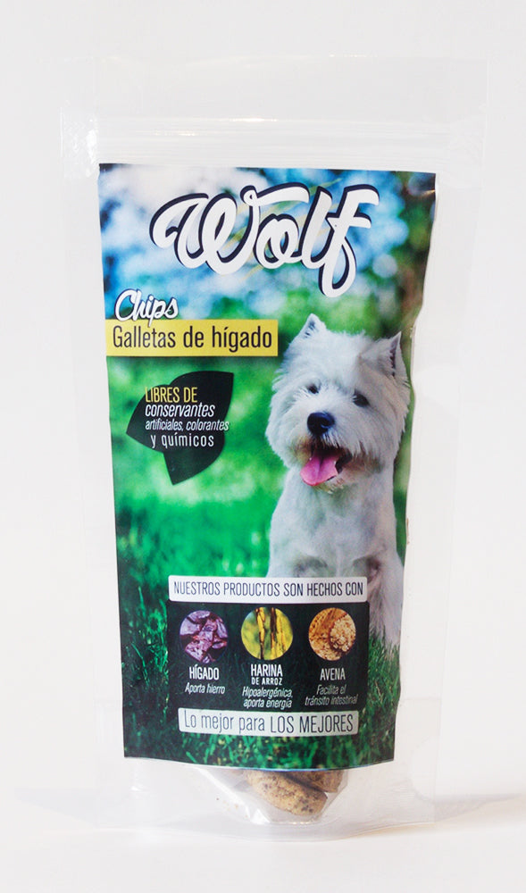 Chips Galletas de Hígado Snack para Perros Wolf