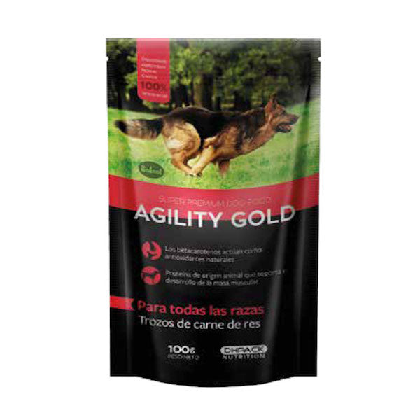 Agility Gold Trozos de Carne de Res Alimento para Perros Italcol 100gr