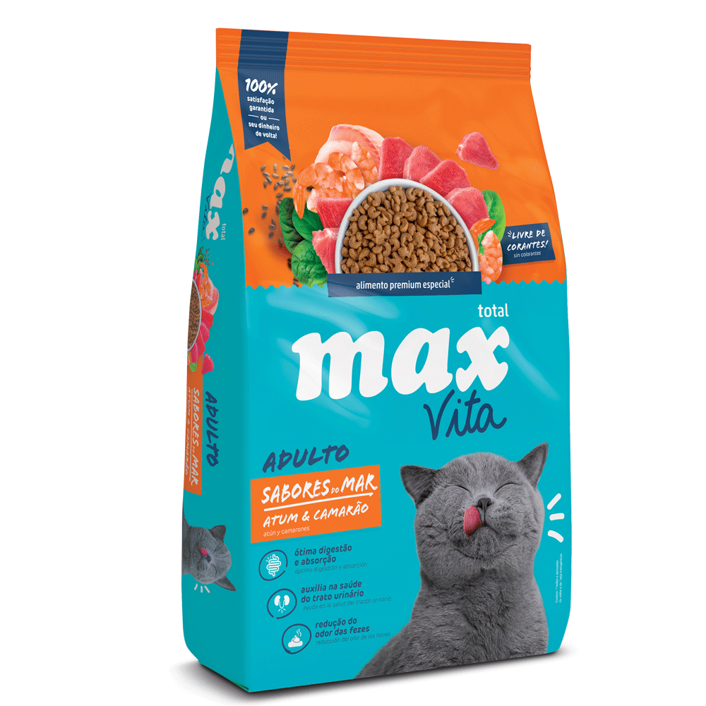 Max Vita Alimento para Gato Adulto Sabores de Mar Atún y Camarón