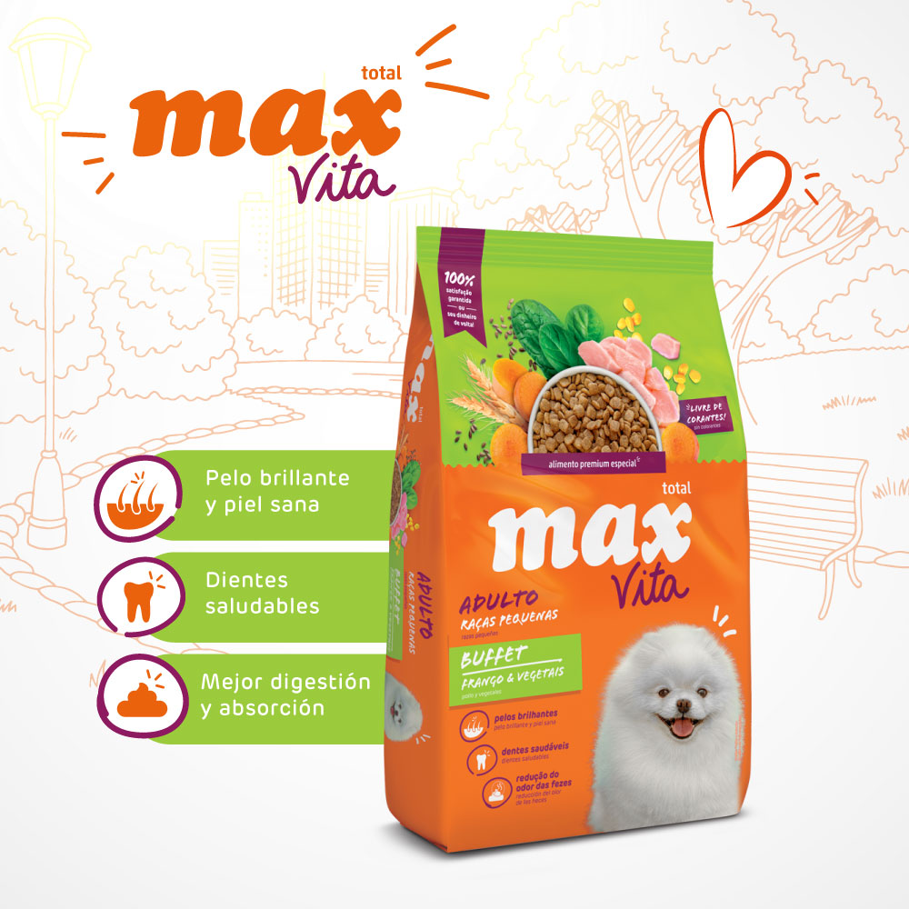 Max Vita Alimento para Perros Adulto Razas Pequeñas Buffet Pollo y Vegetales