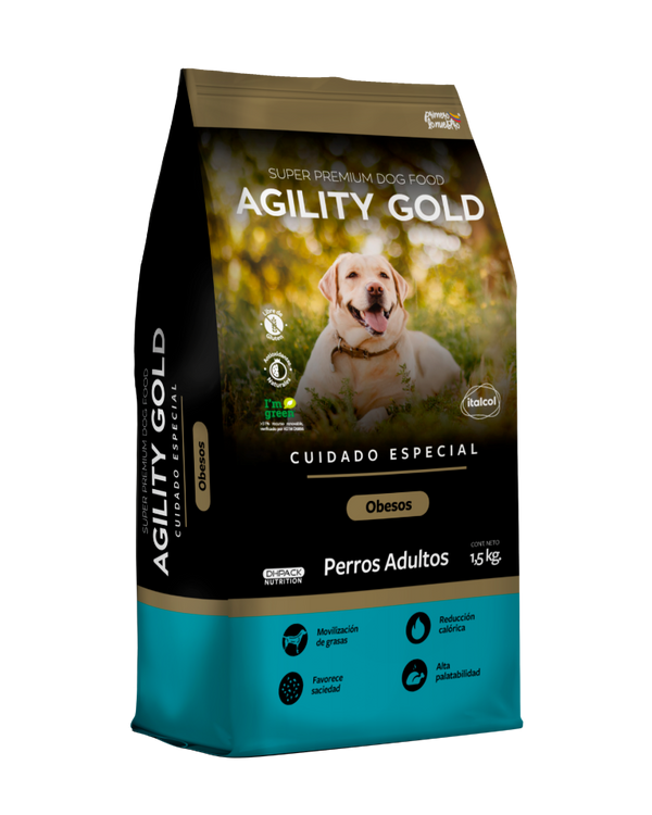 Cuidado Especial Obesos Adultos Alimento para Perros Agility Gold 1.5kg