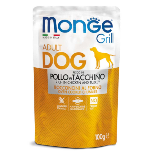 Monge Grill Adulto Trozos de Pollo y Pavo Alimento para Perros 100gr